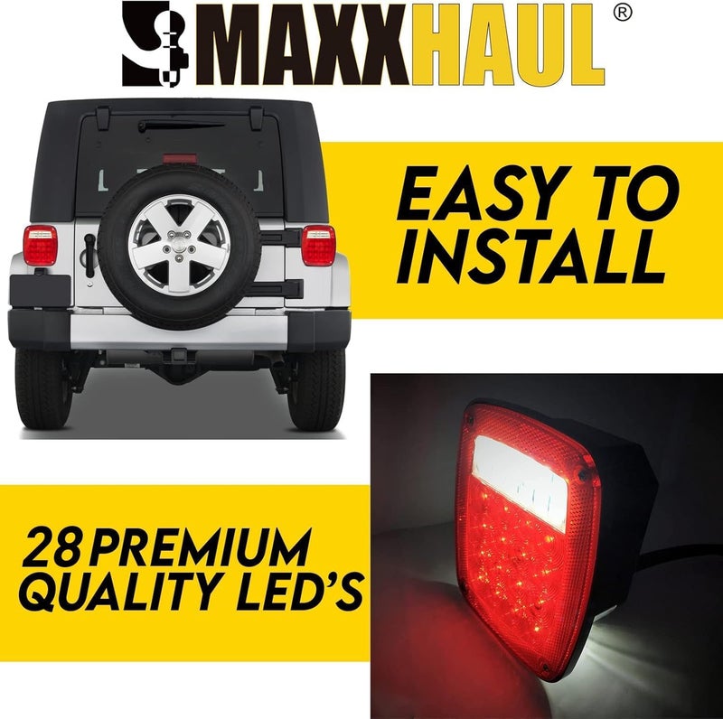 MAXXHAUL 80685 Universal Square 12V Combination 28 LED Signal Tail Light - For Truck Trailer Boat Jeep SUV RV Vans Flatbed 2 Pack - Image 3